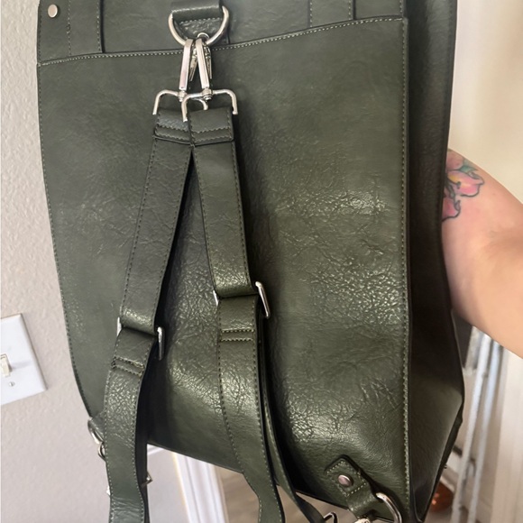 Disturbia Juniper backpack! Mushroom Embroidered Green vegan Leather Bag - Picture 2 of 3